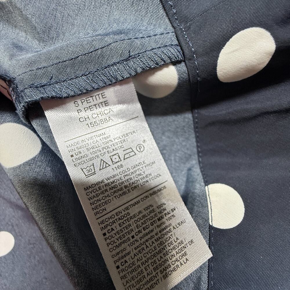 Old Navy S Petite Womens Polka Dot Dress Blue White Tie Shoulder Summer Short - Picture 4 of 7